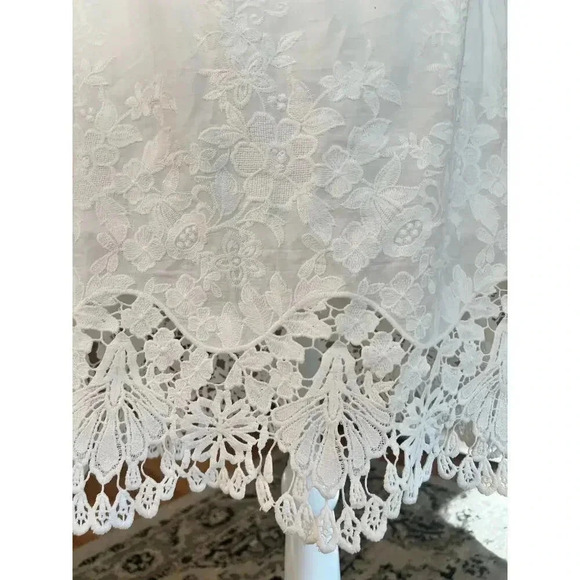 Madewell sundress cold shoulders white with embroidered lace bottom size medium - Picture 1 of 11
